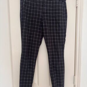 Old Navy Black Ankle Pants with White Windowpane Grid